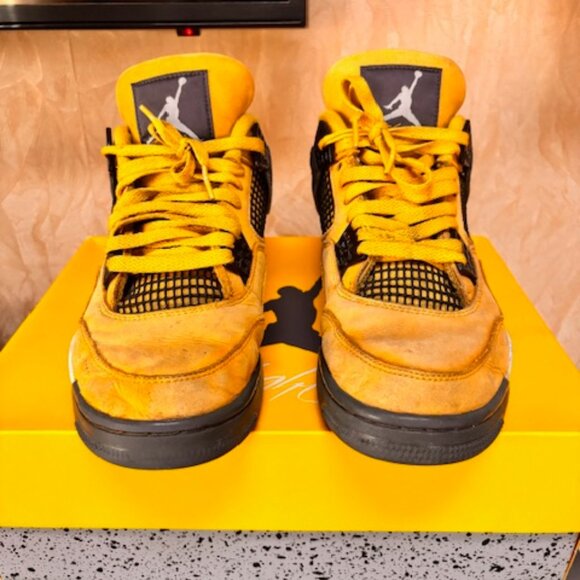 100% Authentic Guarantee Air Jordan 4 Retro Mid Lightning Yellow/Black Size 9 - Picture 4 of 9
